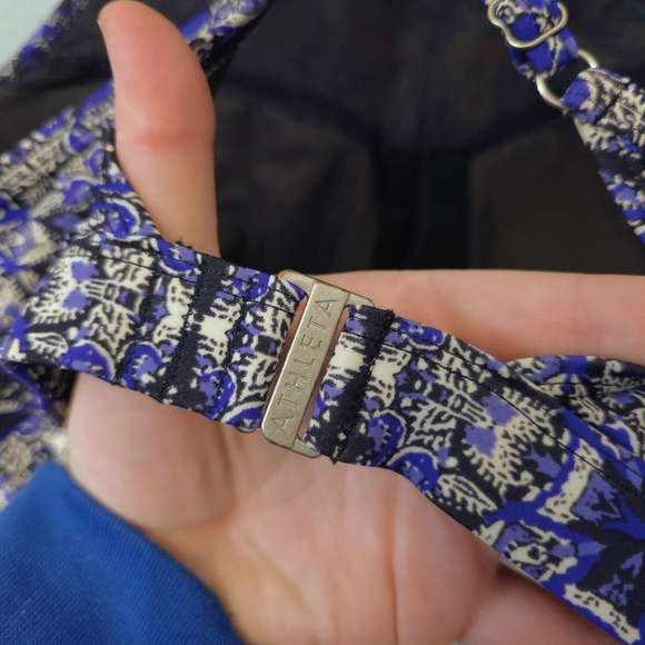 Athleta Baja Blue High Neck Swimsuit Bikini Top Underwire Cups 34D 34DD - Picture 7 of 10